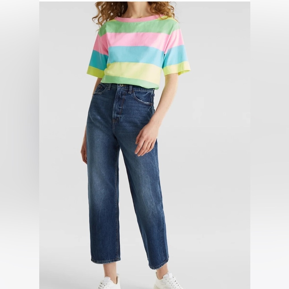 Ladies Esprit Brand Multicolored Striped T-Shirt‎ Short Sleeve Size XXL